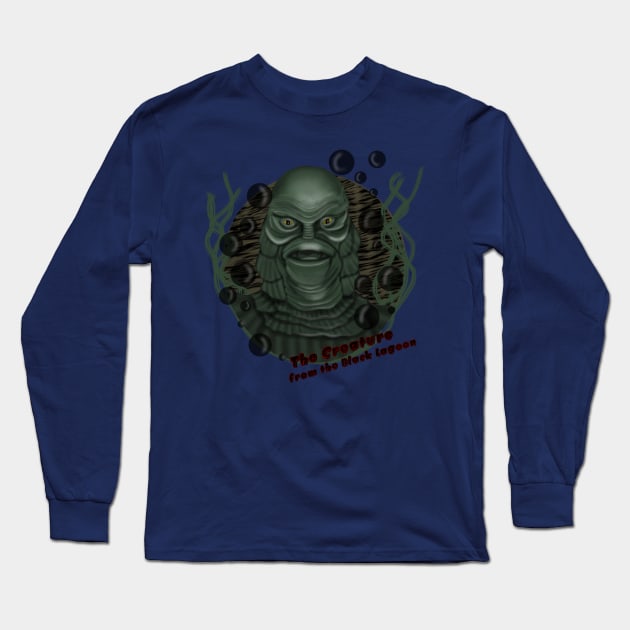 The Creature from the Black Lagoon Long Sleeve T-Shirt by KataMartArt